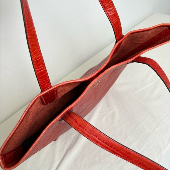 Lauren Ralph Lauren Croc Embossed Genuine Leather Tote Laptop Bag - Picture 13 of 16